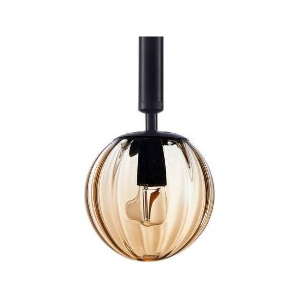 Lampa wisząca Italux Modernistyczna LAMPA wisząca RAVENA PND-2324-3L BK+AMB Italux szklane kule zwis kaskada czarna bursztynowa