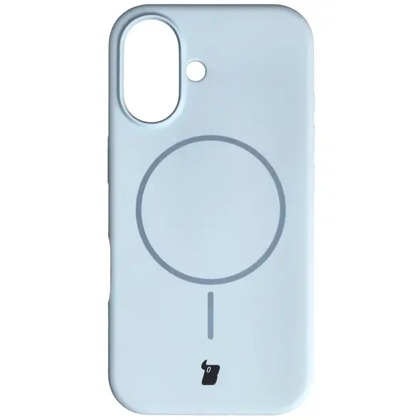 Silikonowe etui z pierścieniem magnetycznym Bizon Soft Case do Apple iPhone 16 błękitne