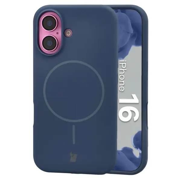 Silikonowe etui z pierścieniem magnetycznym Bizon Soft Case do Apple iPhone 16 granatowe