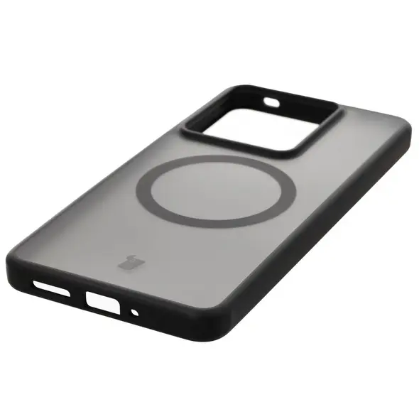 Etui z pierścieniem magnetycznym Bizon Case MatteO do Realme GT 7 / 7T przydymione-czarne