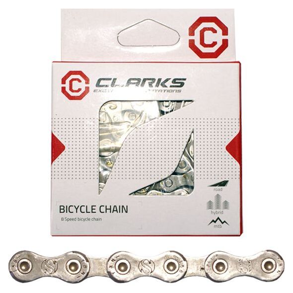 Clarks Łańcuch rowerowy YBN C8 SHIMANO CAMPAGNOLO SRAM (8 Biegów, CP 1/2"x3/32", 116 ogniw, 7.1mm, spinka do łańcucha) Standard srebrny