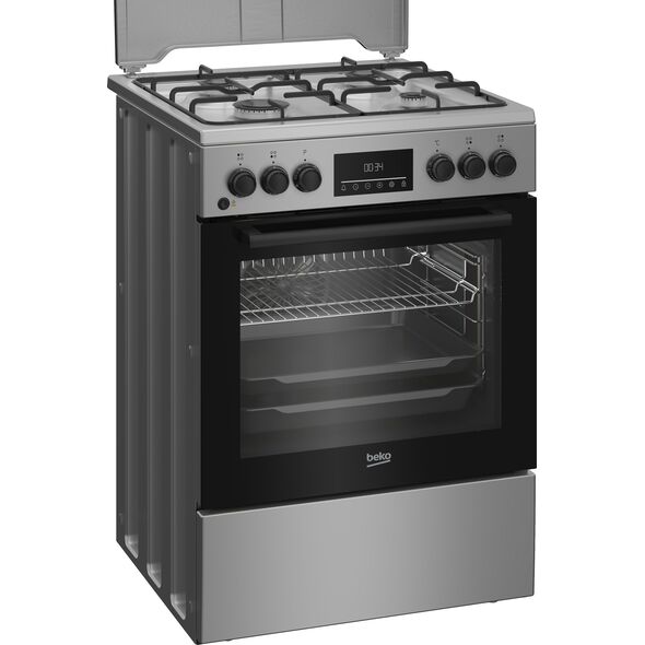 Κουζίνα BEKO FBM62320SDS, Πλάτος 60 cm, A, Αέριο/Ηλεκτρικό, Οθόνη LED