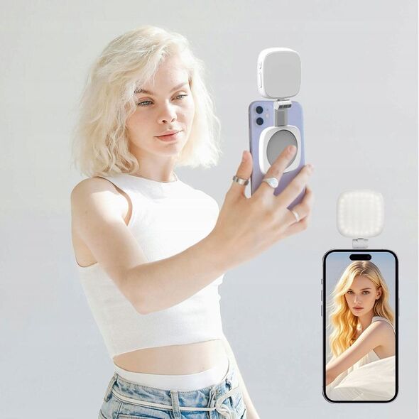 Lampa LED + Lusterko na Magnes do Telefonu MagSafe Zdjęcia Selfie Vlog C140 / Czarny