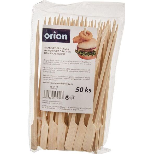 Orion Wykałaczki DREWNIANE szpikulce bambusowe do przystawek przekąsek burgerów szaszłyków 15 cm 50 sztuk