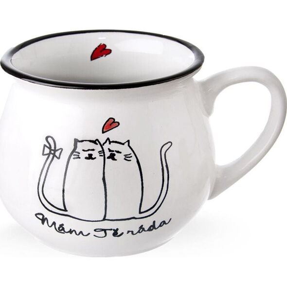 Orion Kubek ceramiczny z uchem koty kotki do picia kawy herbaty 300 ml