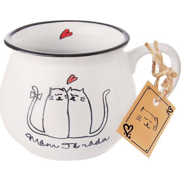 Orion Kubek ceramiczny z uchem koty kotki do picia kawy herbaty 300 ml