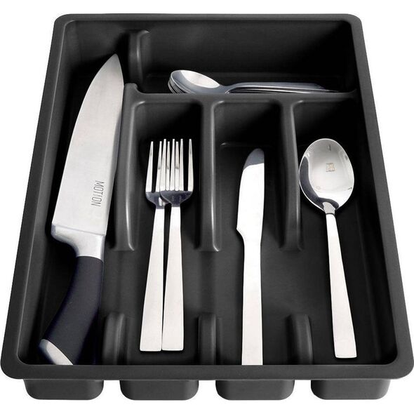 Vilde Organizer na sztućce przybory wkład do szuflady czarny 5 przegródek 36x25,5x6 cm