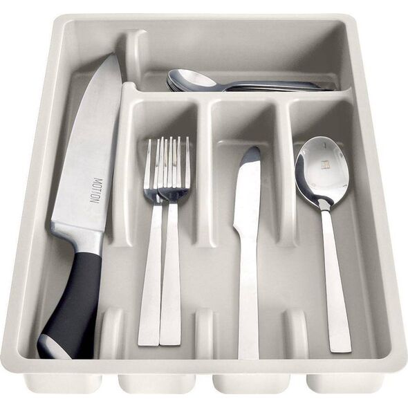 Vilde Organizer na sztućce przybory wkład do szuflady popielaty 5 przegródek 36x25,5x6 cm