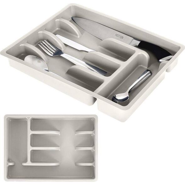 Vilde Organizer na sztućce przybory wkład do szuflady popielaty 5 przegródek 36x25,5x6 cm