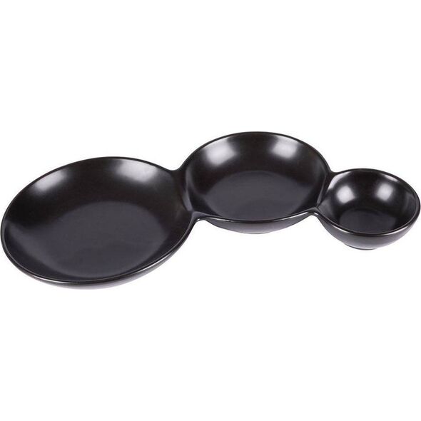 Hit Miska miseczka na przekąski porcelanowa czarna potrójna 25 cm