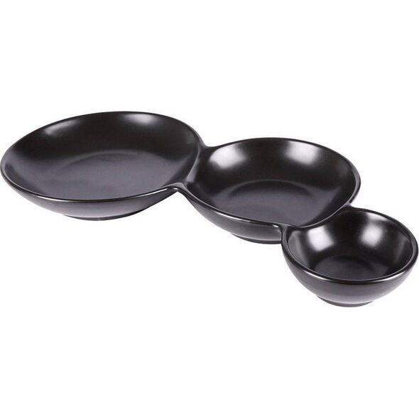 Hit Miska miseczka na przekąski porcelanowa czarna potrójna 25 cm
