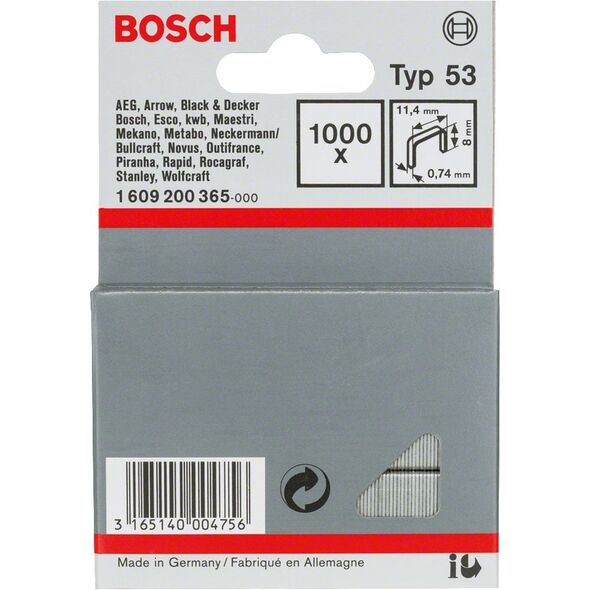 BOSCH 1 609 200 365 Συρραπτικό Κιτ Συρραπτικών 1000 Συρραπτικά (1609200365)