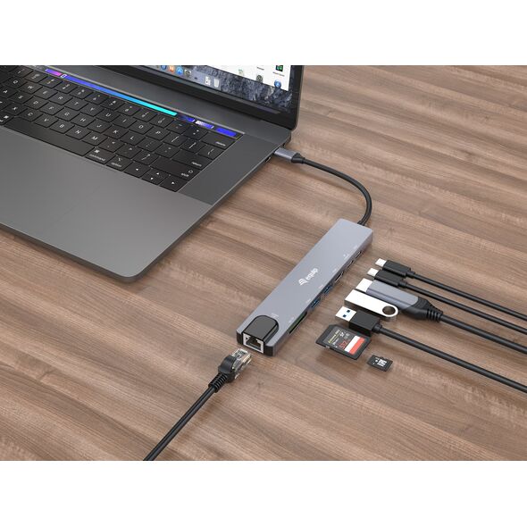 Equip Adapter USB-C -> HDMI.GbE.3xUSB3.2 Gen1.SD/TF.PD 100W
