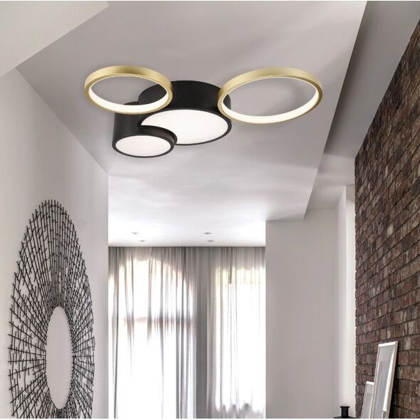 Lamkur Alizee 50980 πλαφονιέρα 30W LED 3000-6500K 4400 lm μαύρο/χρυσό