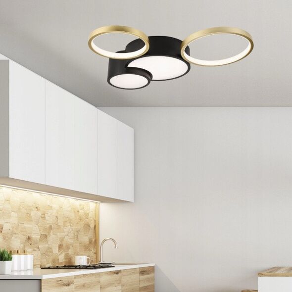 Lamkur Alizee 50980 πλαφονιέρα 30W LED 3000-6500K 4400 lm μαύρο/χρυσό