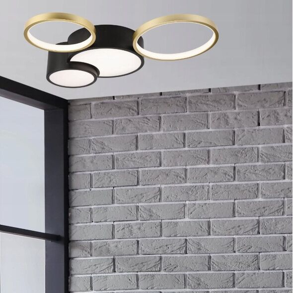 Lamkur Alizee 50980 πλαφονιέρα 30W LED 3000-6500K 4400 lm μαύρο/χρυσό