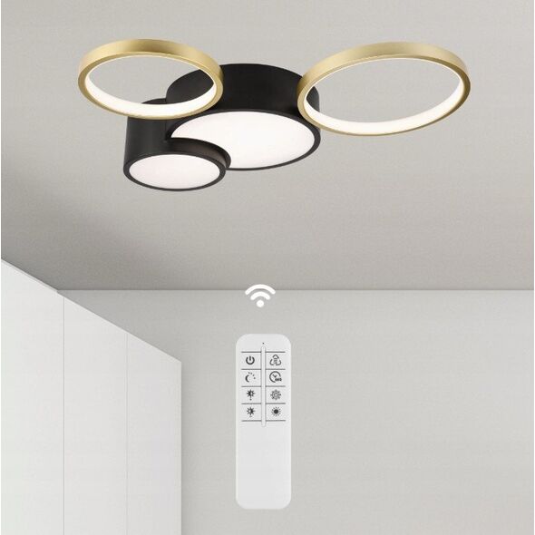 Lamkur Alizee 50980 πλαφονιέρα 30W LED 3000-6500K 4400 lm μαύρο/χρυσό