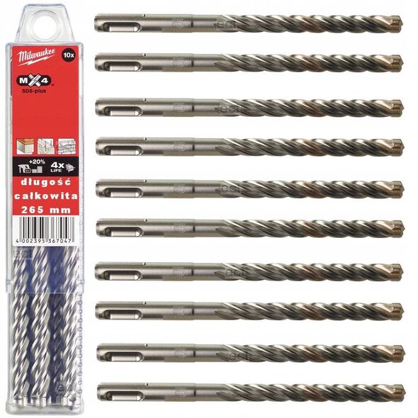 MILWAUKEE SDS PLUS DRILL 10x 265mm /10pcs MX4