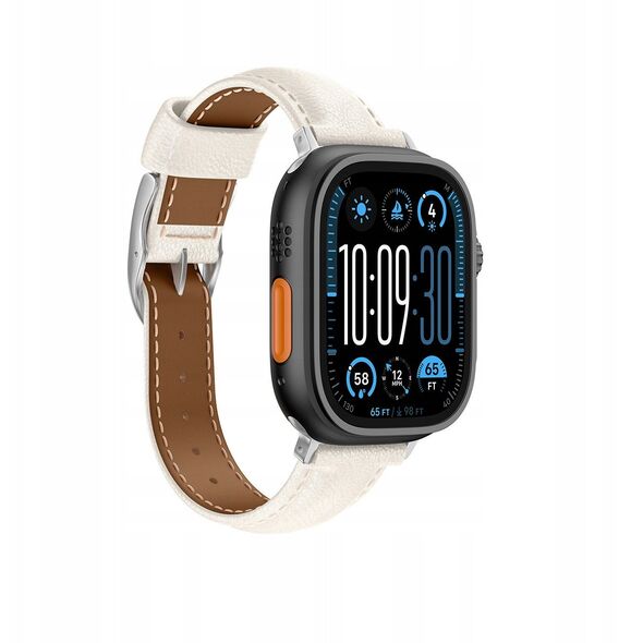 Δερμάτινο λουράκι AMAZINGTHING Class Band για Apple Watch 45 / 46 / 49 mm - ανοιχτό μπεζ