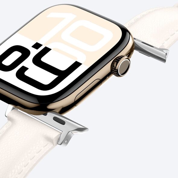 Δερμάτινο λουράκι AMAZINGTHING Class Band για Apple Watch 45 / 46 / 49 mm - ανοιχτό μπεζ