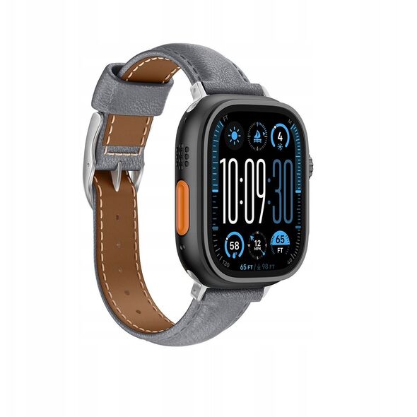 Δερμάτινο λουράκι AMAZINGTHING Class Band για Apple Watch 45 / 46 / 49 mm - γκρι