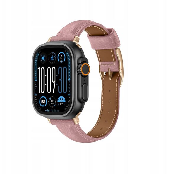 Δερμάτινο λουράκι AMAZINGTHING Class Band για Apple Watch 45 / 46 / 49 mm - ροζ