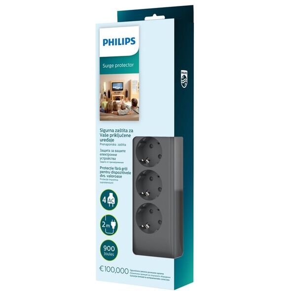 PHILIPS Προστατευτικό υπερτάσεων (4 υποδοχές μαύρο) SPN3140A/58