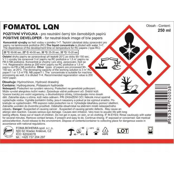 Foma paper developer Fomatol LQN 250ml