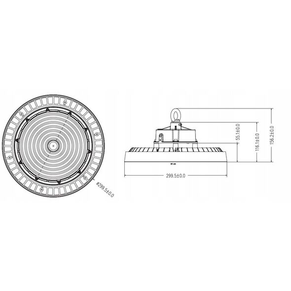 Φωτιστικό High-Bay Slim Light Design UFO LED 150W 4000K 24000LM 90° 1-10 DIM IP66 IK10 μαύρο