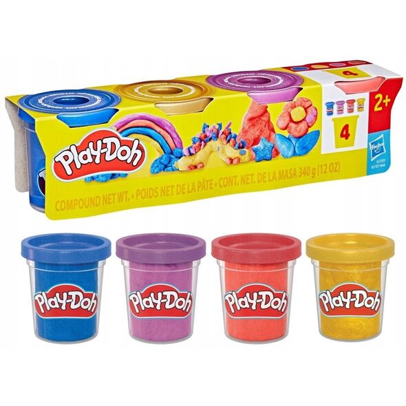 Play-Doh 4 Pack Specialty 340 g - Λαμπερό Μεταλλικό