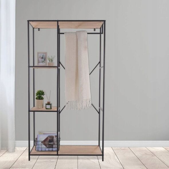 Μεταλλική ραφιέρα με 4 ράφια MDF, 90 x 40 x 167 cm