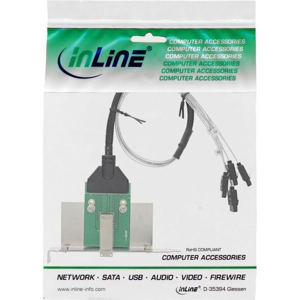 InLine SAS HD Bracket z Kabel zewn. SFF-8644 - wewn. 4x SATA 0.5m (27659B)