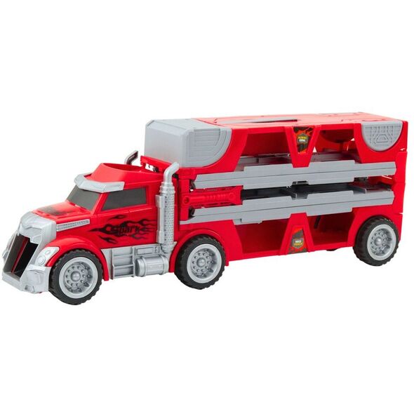 Zestaw Ciężarówka Rozkładana Z Torem Wyścigowym 6 Autek LEAN Toys