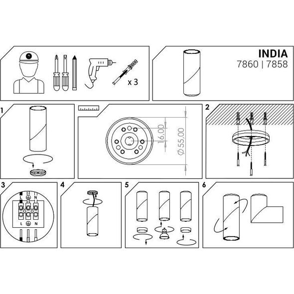 Lampa sufitowa Nowodvorski Punktowa lampa India 7860 sufitowy reflektorek czarny do sypialni