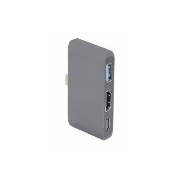 Προσαρμογέας πολλαπλών θυρών RoGer RO-AD2 (3 σε 1) USB-C / USB 3.0 / HDMI / USB-C / Γκρι