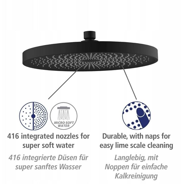 Στρογγυλή κεφαλή ντους οροφής SOFTWATER, Ø 26 cm, WENKO