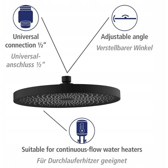 Στρογγυλή κεφαλή ντους οροφής SOFTWATER, Ø 26 cm, WENKO
