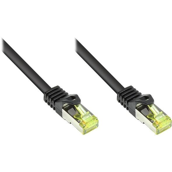 Καλώδιο Patch RJ45 Good Connections με καλώδιο Cat.7 Roh και προστασία κλειδώματος (RNS), S/FTP, PiMF, χωρίς αλογόνα, 600MHz, OFC, μαύρο, 1,5m, Good Connections (8070R-015S)