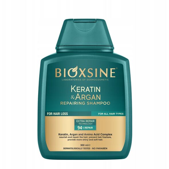 BIOXCIN αναδομητικό σαμπουάν μαλλιών με Κερατίνη και Έλαιο Αργκάν κατά της τριχόπτωσης, 300 ml