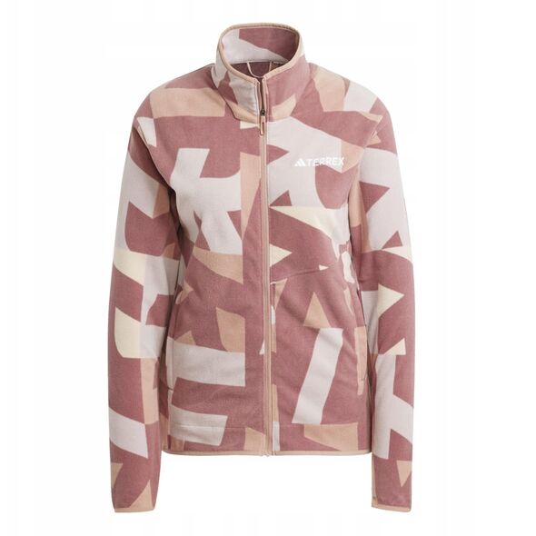 Bluza damska adidas TERREX Multi Printed Full-Zip Fleece Jacket - woner beige/quiet crimson rozmiar: s