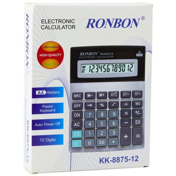 Kalkulator Biurowy Ronbon KK-8875-12 Duży Wyświetlacz 12-Cyfrowy LEAN
