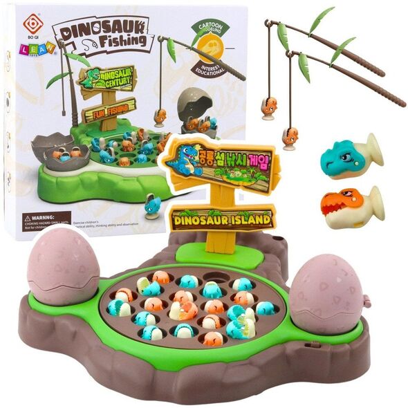 Gra Zręcznościowa Łowienie Dinozaurów Wędki Magnetyczne Dźwięki LEAN Toys