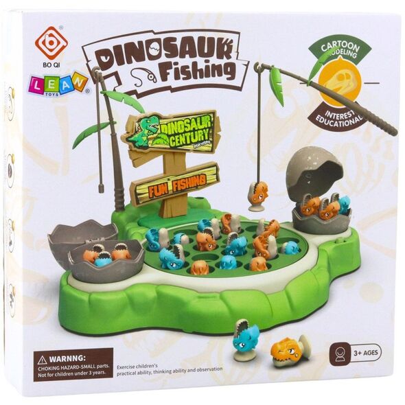 Gra Zręcznościowa Łowienie Dinozaurów Wędki Magnetyczne Dźwięki LEAN Toys