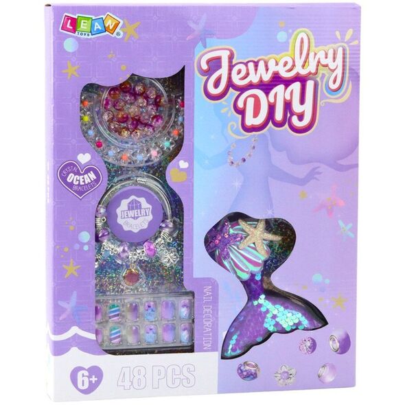 Zestaw Piękności Biżuteria Bransoletka Koraliki Spinka Syreni Ogon 48el LEAN Toys