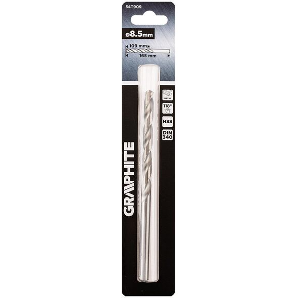 Wiertło do metalu HSS, DIN 340, przedłużane, 8,5 mm