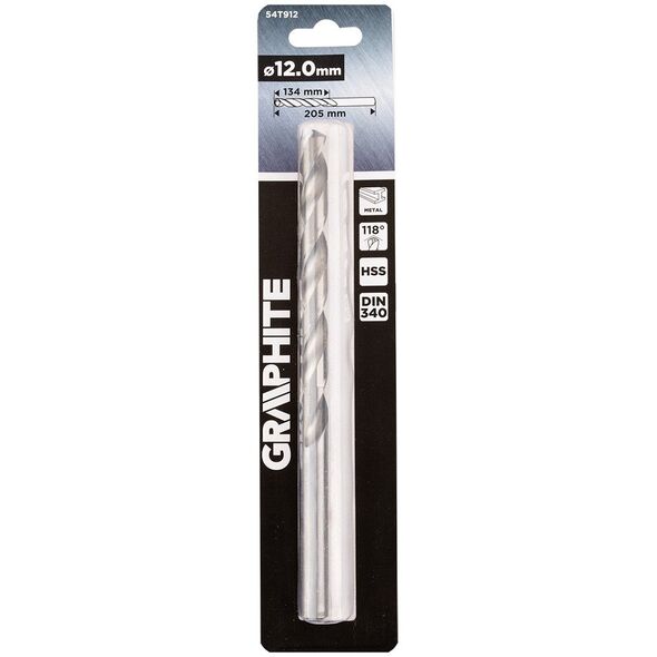 Wiertło do metalu HSS, DIN 340, przedłużane, 12 mm