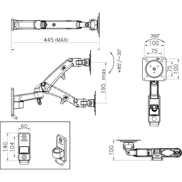NB Uchwyt ścienny na monitor 17" - 35" (F150B)