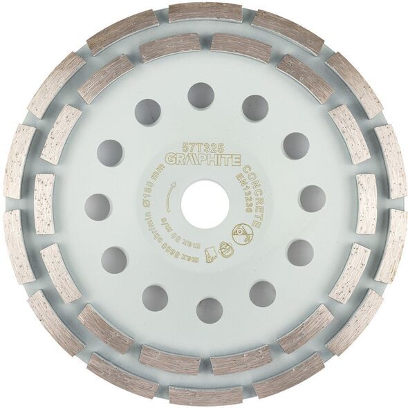 Tarcza diamentowa szlifierska, 2 segmenty, 180 x 22.2 mm, na sucho