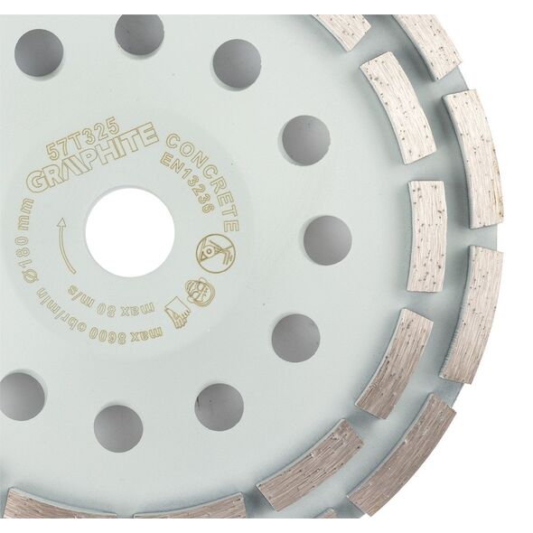 Tarcza diamentowa szlifierska, 2 segmenty, 180 x 22.2 mm, na sucho