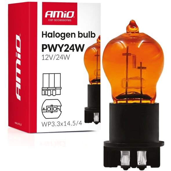Żarówka halogenowa pwy24w wp3.3x14.5-4 amber 12v 24w amio-04410